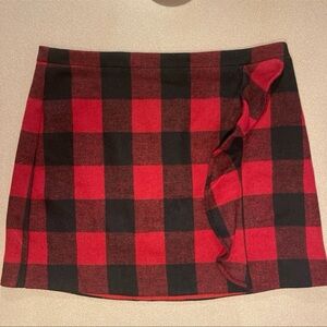 J. Crew Red and Black Checkered Pencil Skirt